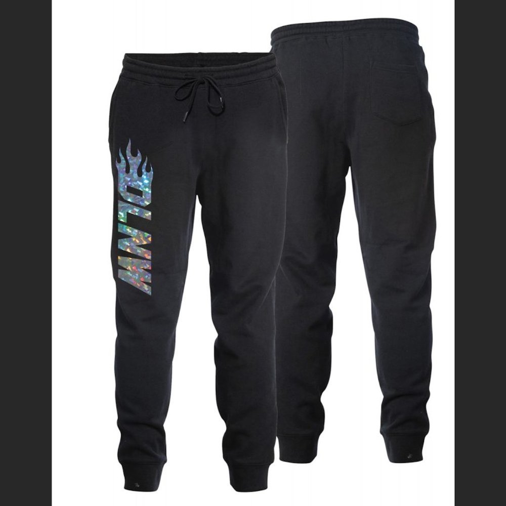 Iggy Azalea DLNW Black Holographic Lettering Sweatpants Size XL NWOT